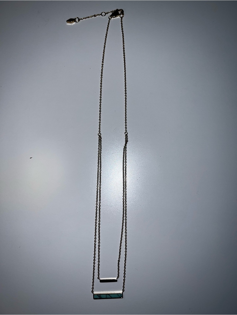 Fossil Silver Double-Layer Necklace with Turquoise Bar